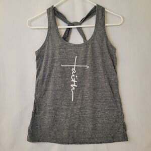 Source Unknown Gray Crossback Tank Top with Faith Graphic